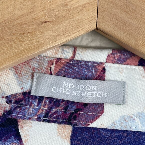 Chicos Womens 8 No Iron Chic Stretch Floral Button Up Shirt 3/4 Sleeve Blouse - Picture 3 of 11